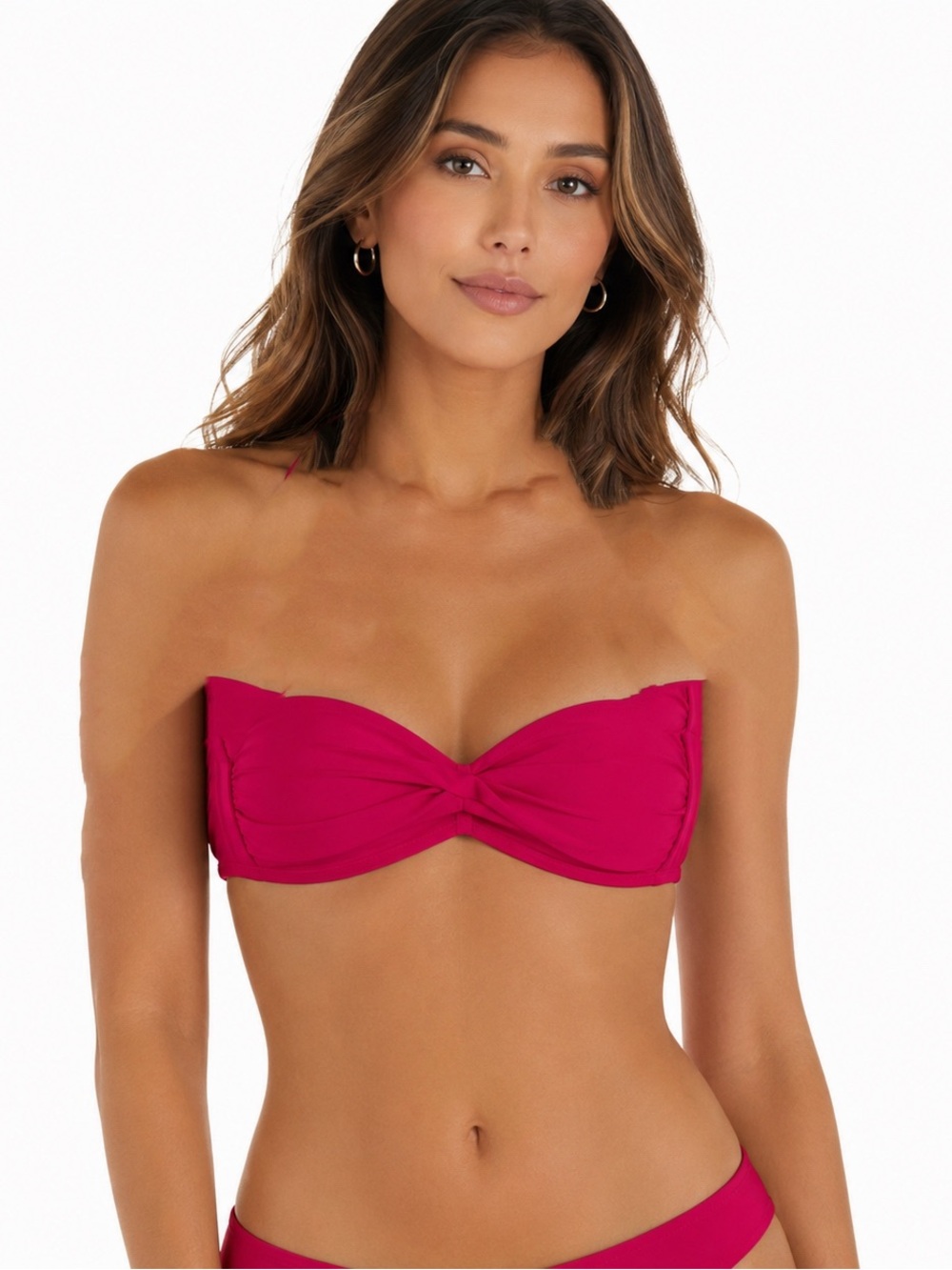 Bar III Dark Pink Bandeau Swim Top with straps NWT Size Medium Very Chic & Sexy